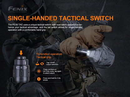 Fenix PD36 TAC Mechanische taktische Taschenlampe, 3000 Lumen