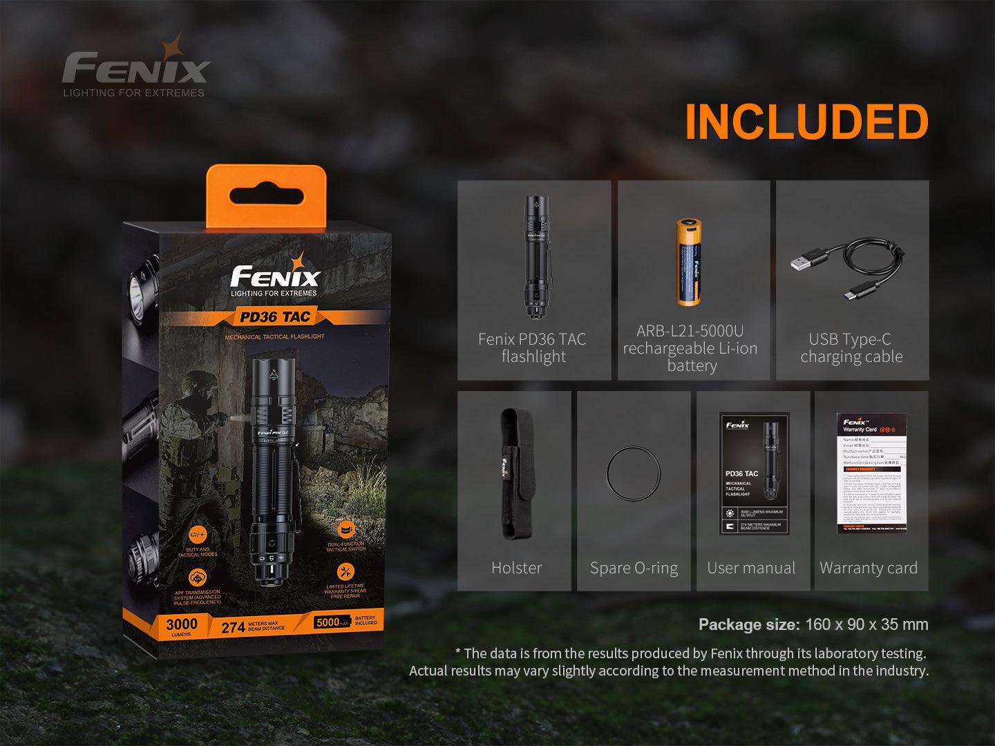 Fenix PD36 TAC Mechanische taktische Taschenlampe, 3000 Lumen