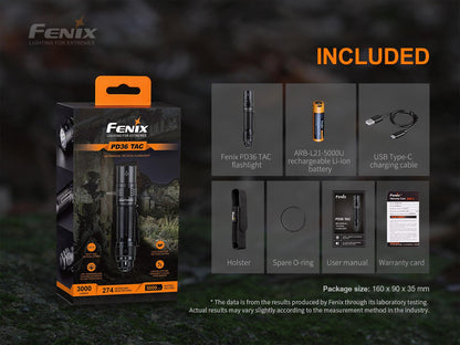 Fenix PD36 TAC Mechanische taktische Taschenlampe, 3000 Lumen