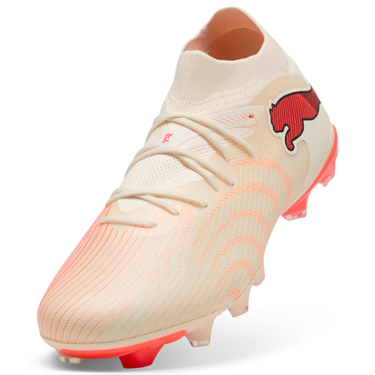 Puma Fußballschuhe Future 9 Match FG/AG, Sugared Almond-PUMA White-Ultra Red-PUMA Black – Rückansicht – weiß / 39