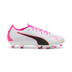 Puma Kinderfußballschuhe King 20 Match FG/AG, White-Poison Pink-Bright Aqua