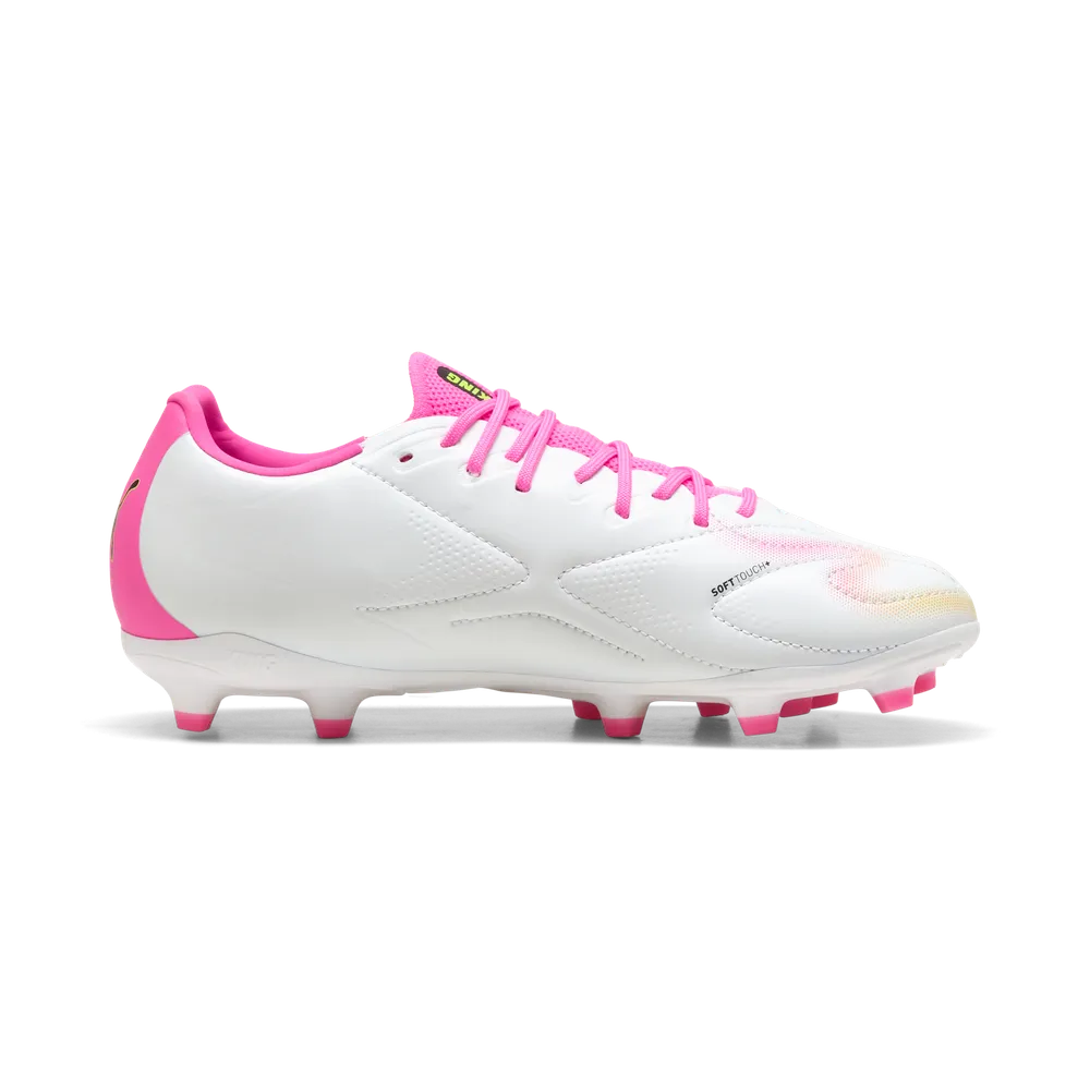 Puma Kinderfußballschuhe King 20 Match FG/AG, White-Poison Pink-Bright Aqua – Bild 
