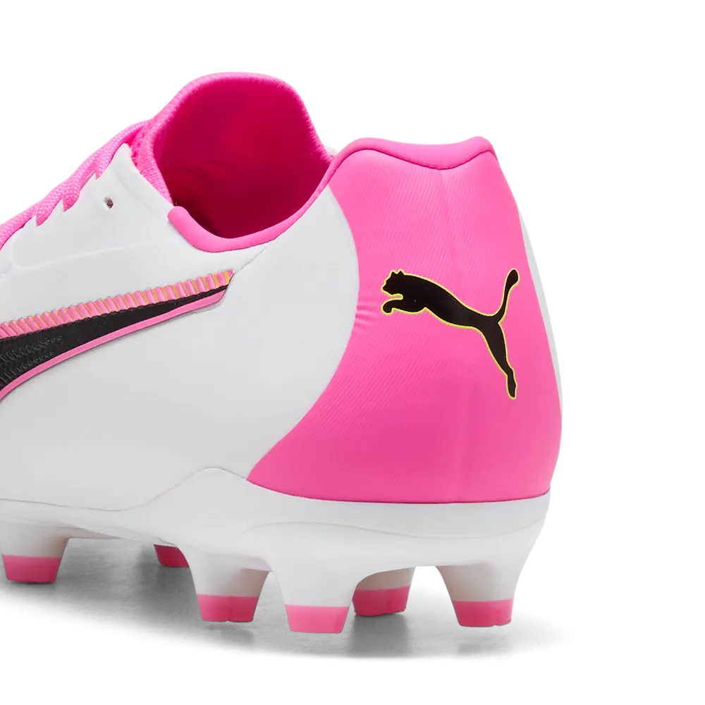 Puma Kinderfußballschuhe King 20 Match FG/AG, White-Poison Pink-Bright Aqua