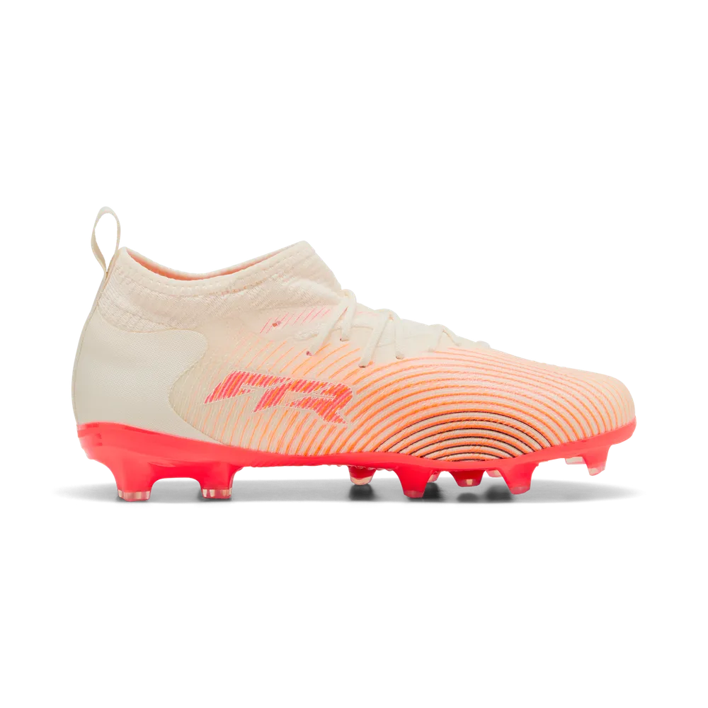 Puma Kinderfußballschuhe Future 9 Match FG/AG, Sugared Almond-PUMA White-Ultra Red-PUMA Black – Bild 