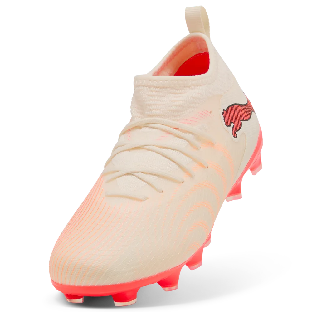 Puma Kinderfußballschuhe Future 9 Match FG/AG, Sugared Almond-PUMA White-Ultra Red-PUMA Black – Bild 