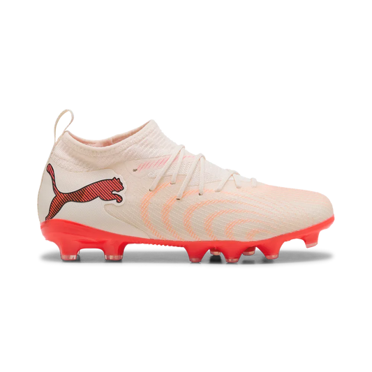 Puma Kinderfußballschuhe Future 9 Match FG/AG, Sugared Almond-PUMA White-Ultra Red-PUMA Black – rot / 28