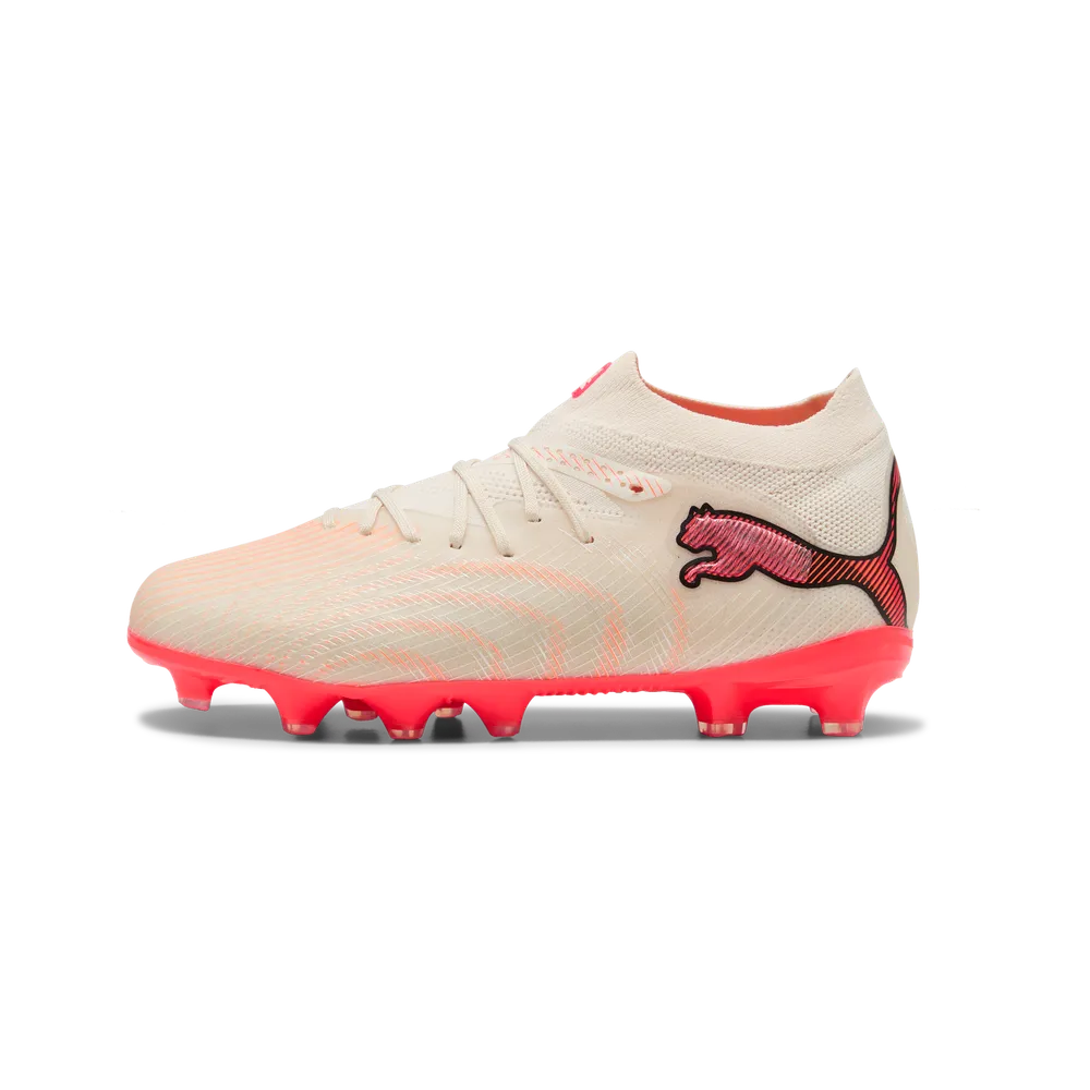 Puma Kinderfußballschuhe Future 9 Pro FG/AG, Sugared Almond-PUMA White-Ultra Red-PUMA Black