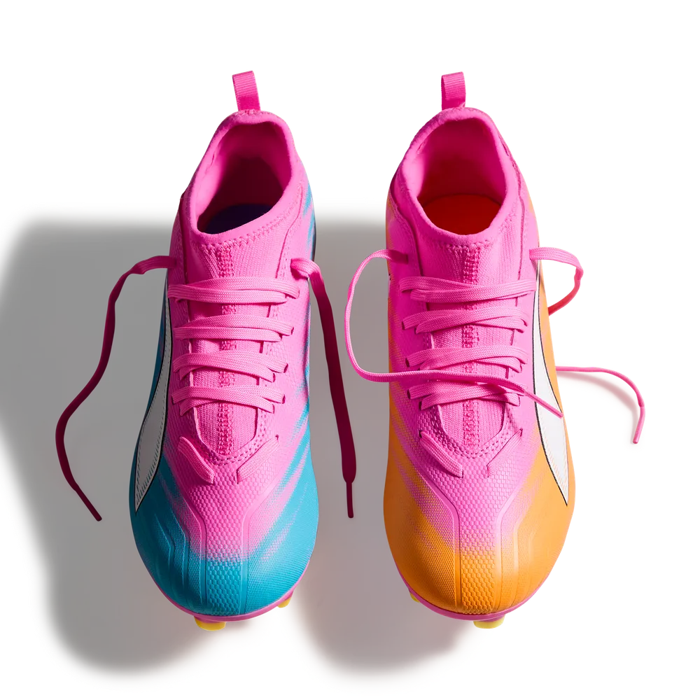 Puma Kinderfußballschuhe Ultra 6 Match FG/AG, Poison Pink-PUMA White-Sun Stream-Bright