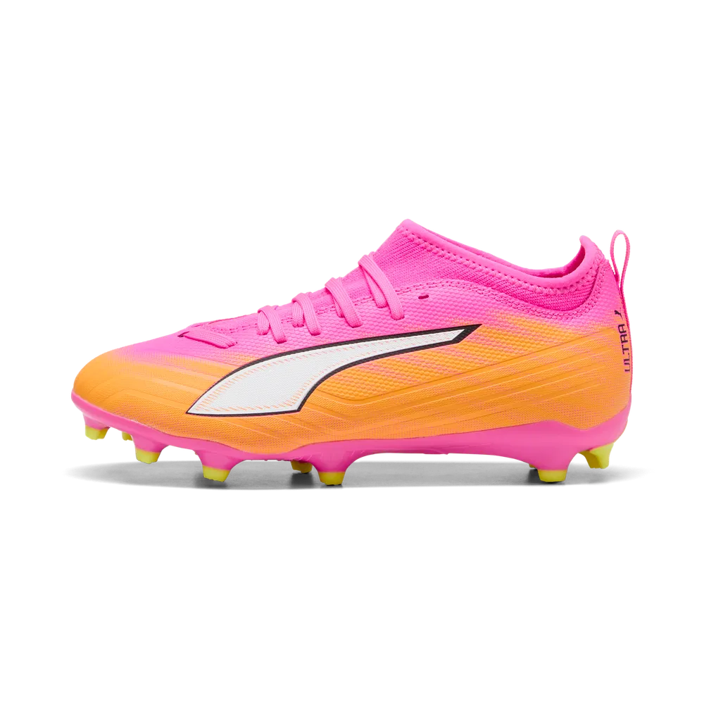 Puma Kinderfußballschuhe Ultra 6 Match FG/AG, Poison Pink-PUMA White-Sun Stream-Bright