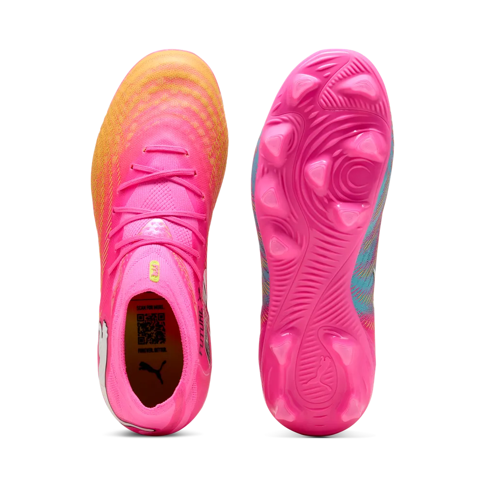 Puma Kinderfußballschuhe Future 9 Pro FG/AG, Poison Pink-Sun Stream-Bright Aqua-Puma White – Bild 