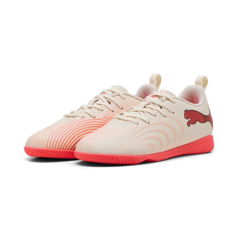 Puma Kinderhallenfußballschuhe Future 9 Play IT, Sugared Almond-PUMA White-Ultra Red-PUMA Black – Bild 