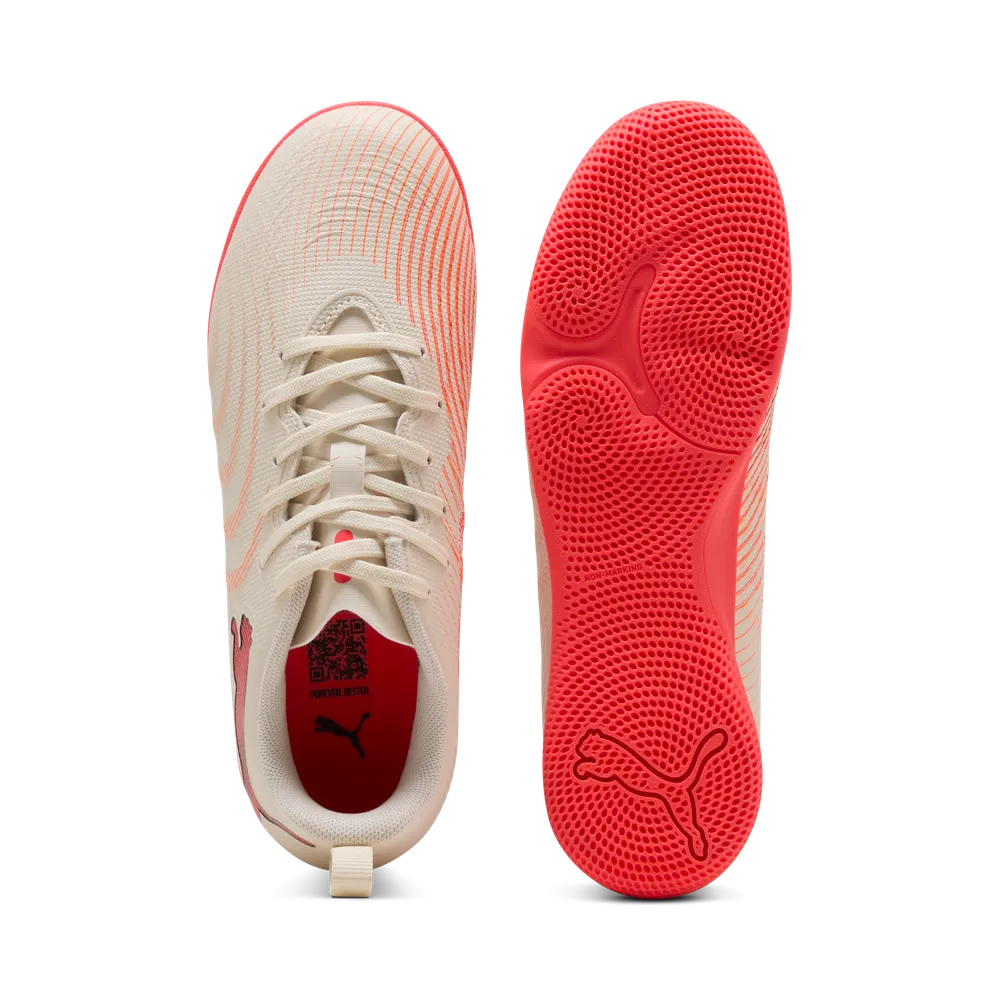 Puma Kinderhallenfußballschuhe Future 9 Play IT, Sugared Almond-PUMA White-Ultra Red-PUMA Black – Bild 