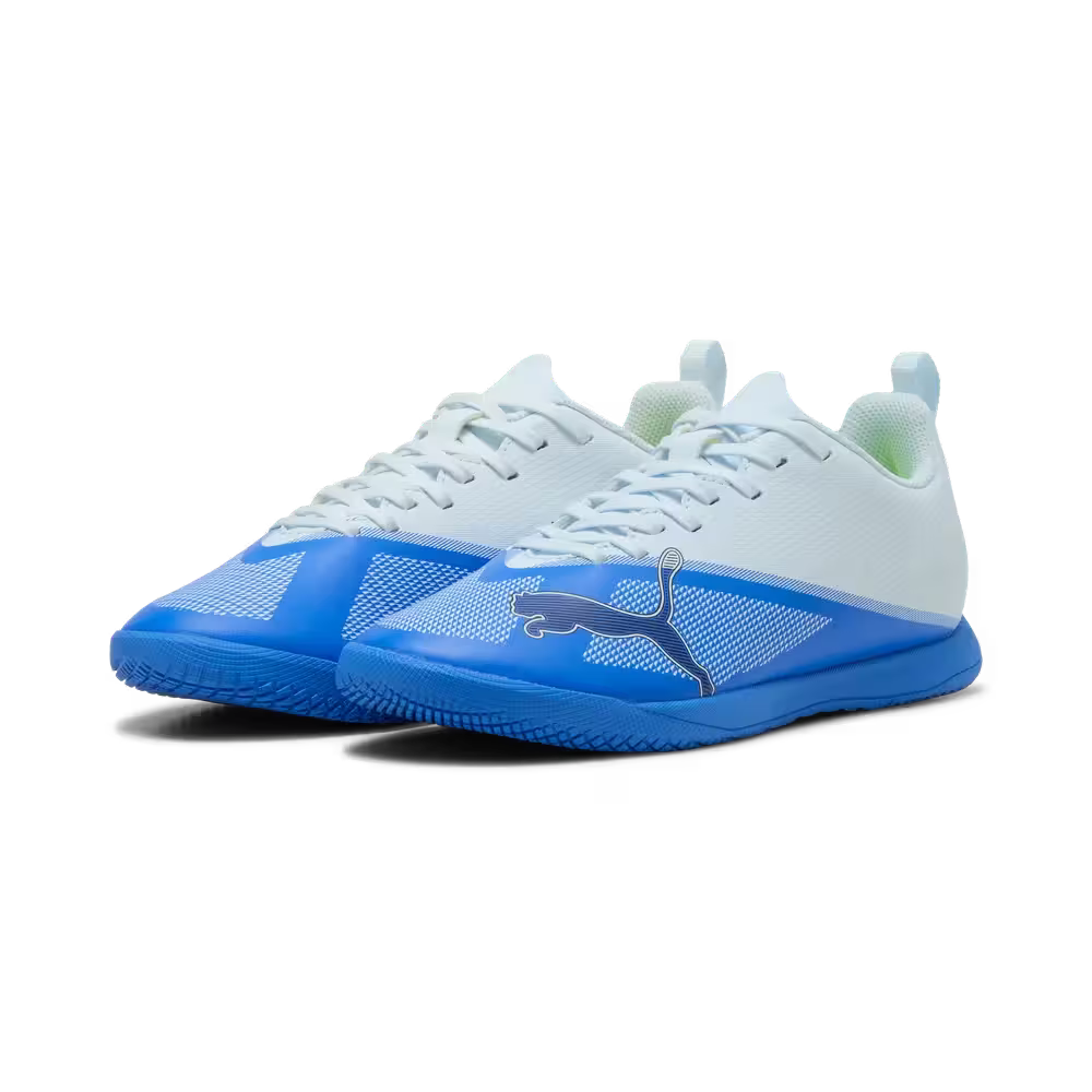 Puma Kinderhallenfußballschuhe Ultra 7 Play IT, Ultra Blue-Icy Blue-PUMA Black-Lime Squeeze – Bild 