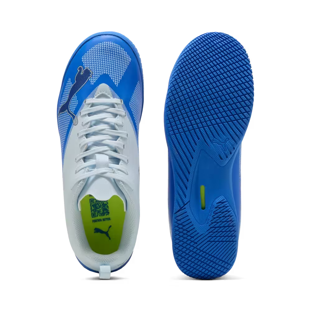 Puma Kinderhallenfußballschuhe Ultra 7 Play IT, Ultra Blue-Icy Blue-PUMA Black-Lime Squeeze – Bild 