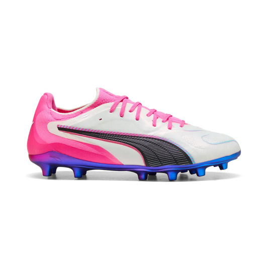 Puma Fußballschuhe King 20 Ultimate FG/AG, White-Poison Pink-Bright Aqua – weiß/pink / 40