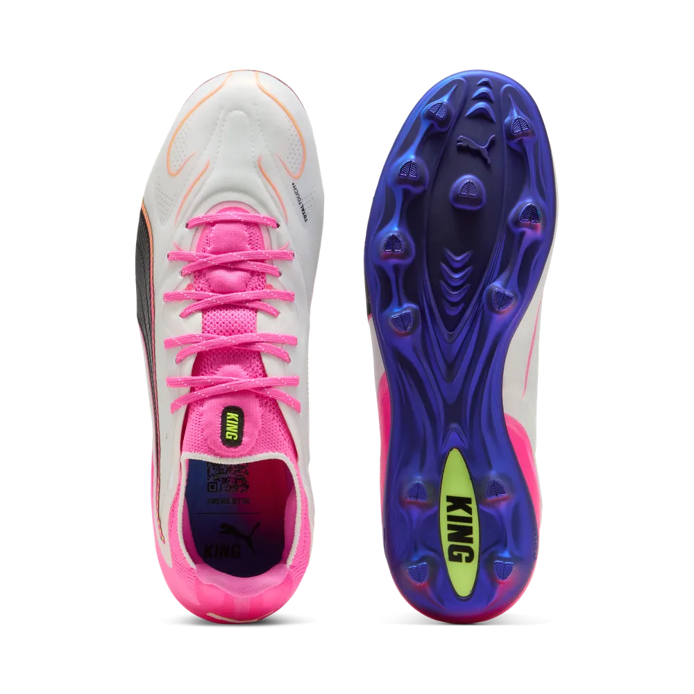 Puma Fußballschuhe King 20 Ultimate FG/AG, White-Poison Pink-Bright Aqua – Bild 