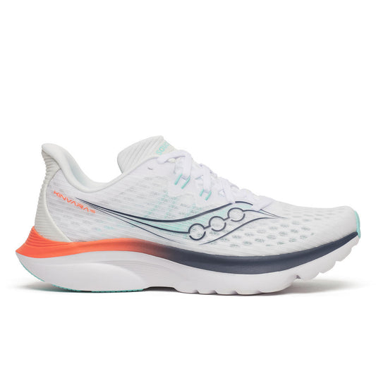 Saucony Damenlaufschuhe Kinvara 16, leichter Laufschuh für schnelle Läufe und flexibles Alltagstraining, white/navy, Größe 38 – weiß / 38