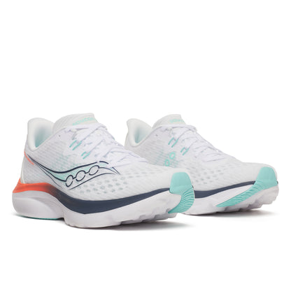 Saucony Damenlaufschuhe Kinvara 16, leichter Laufschuh für schnelle Läufe und flexibles Alltagstraining, white/navy, Größe 38 - machsport
