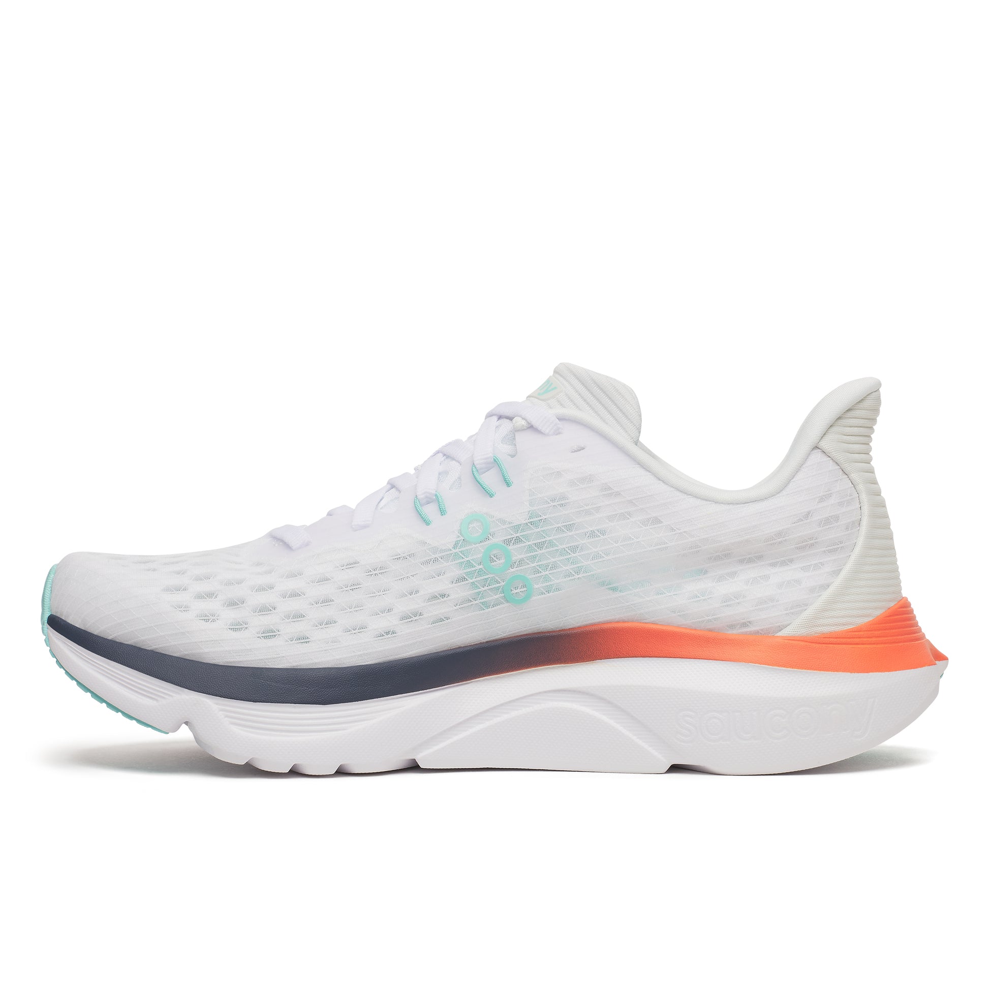 Saucony Damenlaufschuhe Kinvara 16, leichter Laufschuh für schnelle Läufe und flexibles Alltagstraining, white/navy, Größe 38 - machsport – Bild 