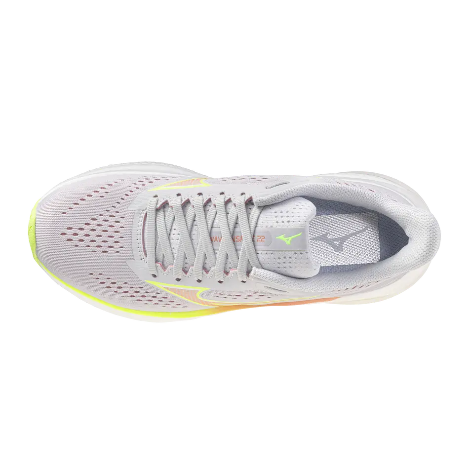 Mizuno Damenlaufschuhe Wave Inspire 22, Cloudscape/desert Flower/lime Pulp
