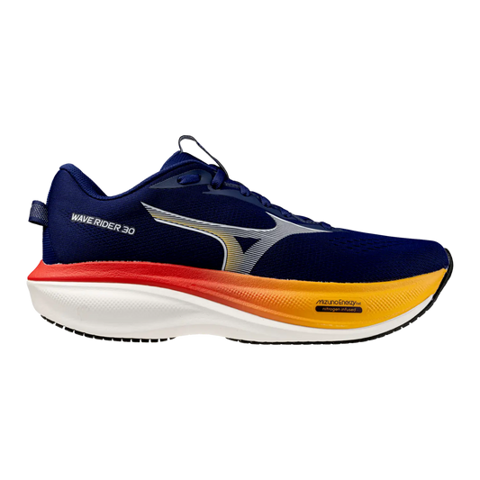 Mizuno Herrenlaufschuhe Wave Rider 30, Beacon Blue/White/Artisan's Go – dunkelblau / 42
