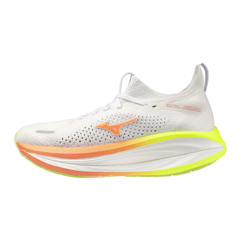 Mizuno Damenlaufschuhe Neo Vista 3, White/flamingo Coral/lime Pulp