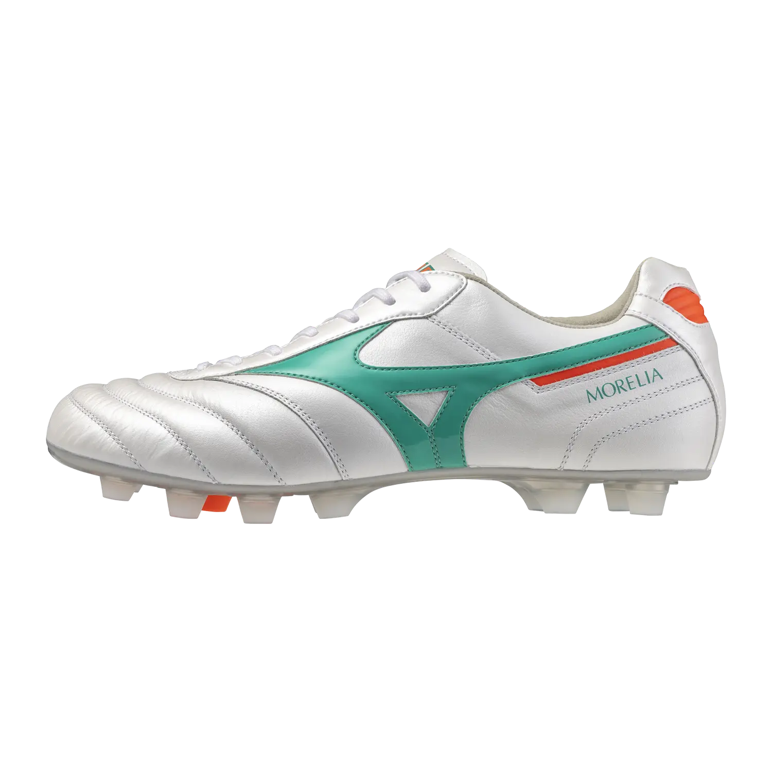 Mizuno Fußballschuhe Morelia II Elite, White/arcadia/lava Orange – Bild 
