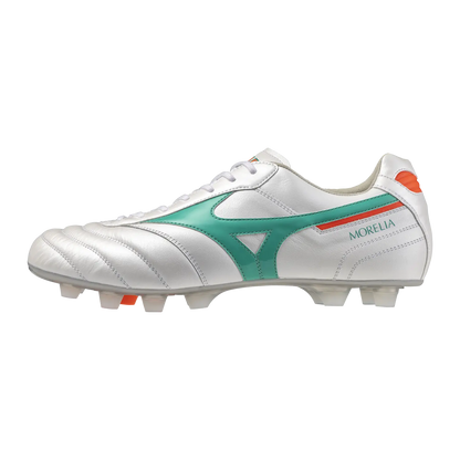 Mizuno Fußballschuhe Morelia II Elite, White/arcadia/lava Orange