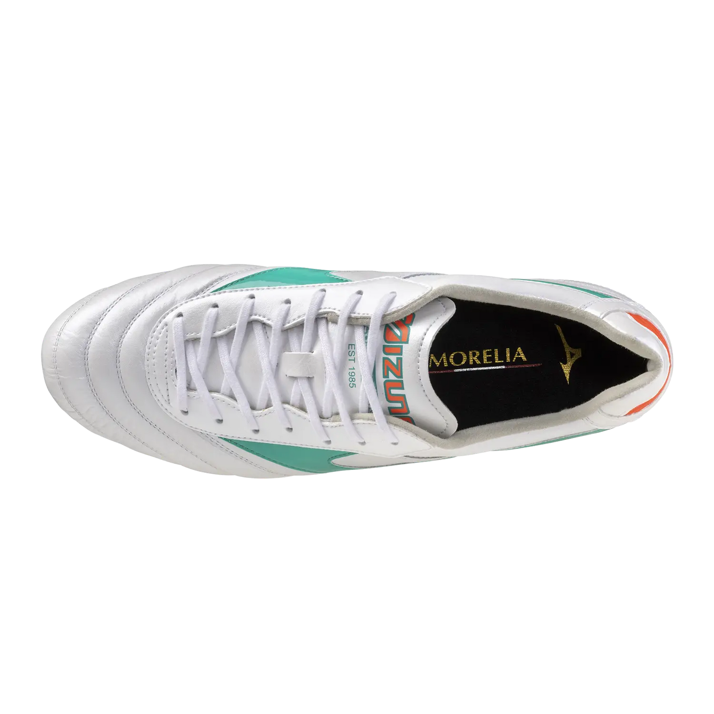 Mizuno Fußballschuhe Morelia II Elite, White/arcadia/lava Orange
