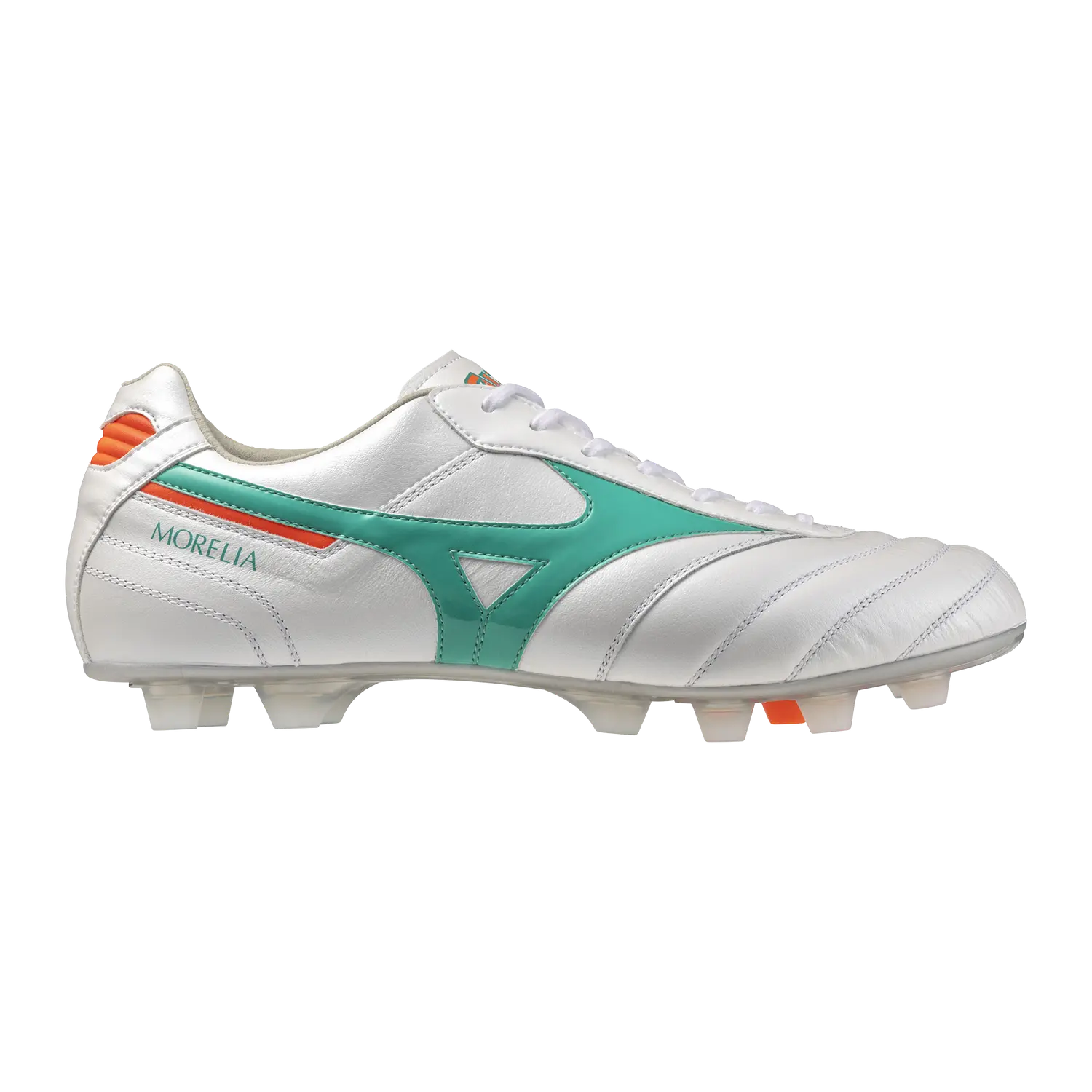 Mizuno Fußballschuhe Morelia II Elite, White/arcadia/lava Orange – Bild 