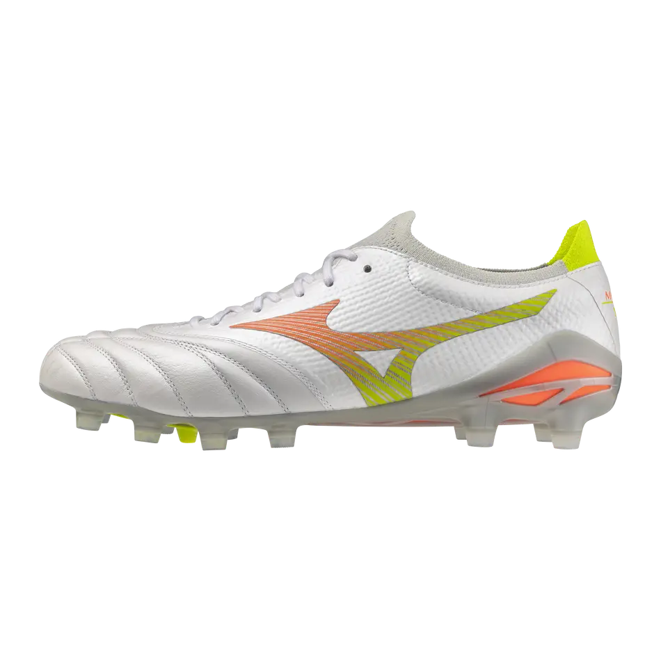 Mizuno Fußballschuhe Morelia Neo V B Elite, White/lava Orange/evening Primrose – Bild 
