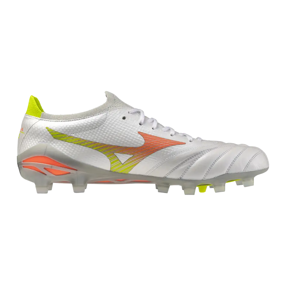 Mizuno Fußballschuhe Morelia Neo V B Elite, White/lava Orange/evening Primrose