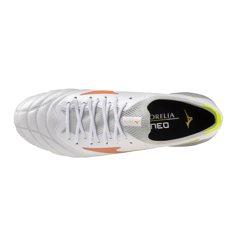 Mizuno Fußballschuhe Morelia Neo V B Elite, White/lava Orange/evening Primrose – Bild 