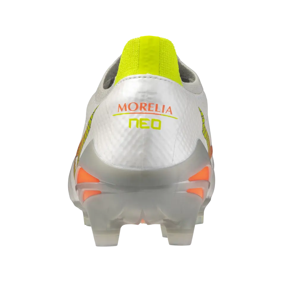 Mizuno Fußballschuhe Morelia Neo V B Elite, White/lava Orange/evening Primrose – Bild 
