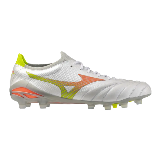 Mizuno Fußballschuhe Morelia Neo V B Elite, White/lava Orange/evening Primrose – weiß / 41