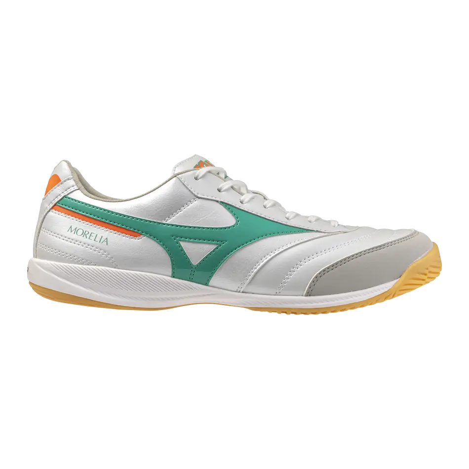 Mizuno Hallenfußballschuhe Morelia Sala Pro IN, White/arcadia/lava Orange – Bild 