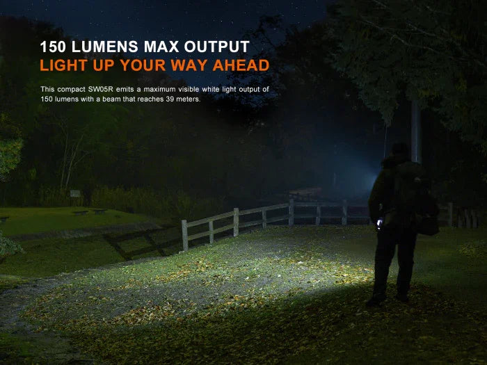 Fenix SW05R-RED kompakte Taschenlampe mit weißem und rotem Licht, 150 Lumen (Weißlicht) – Bild 