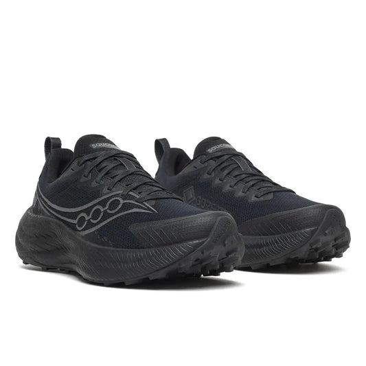 Saucony Damenlaufschuhe Ride TR3 GTX, triple black – Rückansicht – schwarz / 37,5