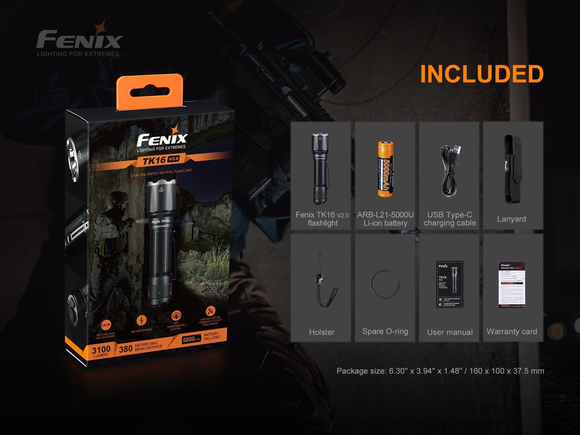 Fenix TK16 V2.0 Taktische Taschenlampe mit Doppelschalter, 3100 Lumen – Bild 