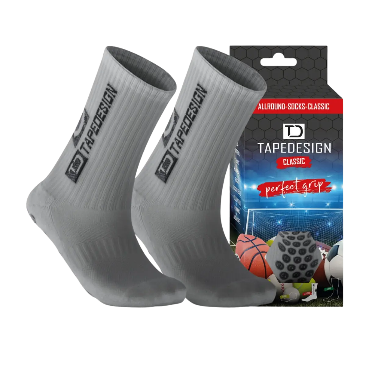 Tapedesighn Allroundsocken "Classic Special", weiß/hellgrau – Bild 