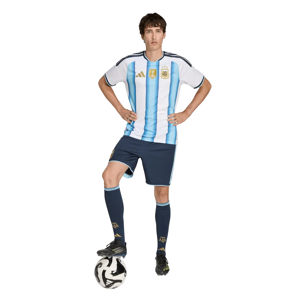 Argentinien Herrenfußballshort Home, Replica Heimshorts mit Climacool für Training, Spiel und Fanwear - machsport – Bild 