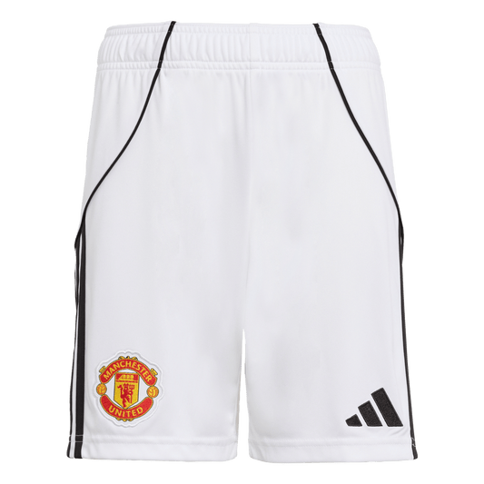 Manchester United Home Short Kids 25/26 – weiß / 128