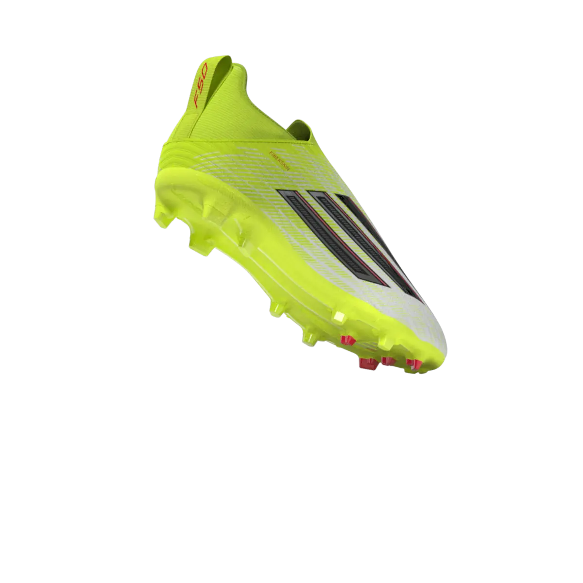 Adidas Kinderfußballschuhe F50 League LL FG/MG auf Rasen- und Kunstrasenflächen, transparente 3D-Ansicht