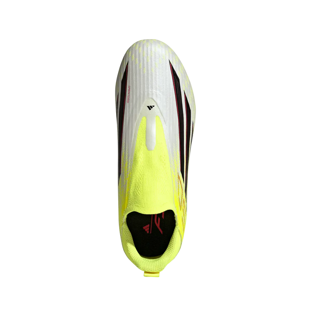 Adidas Kinderfußballschuhe F50 League LL FG/MG, Rasen- und Kunstrasenfußballschuhe, seitlicher Blick auf transparente Schuhe