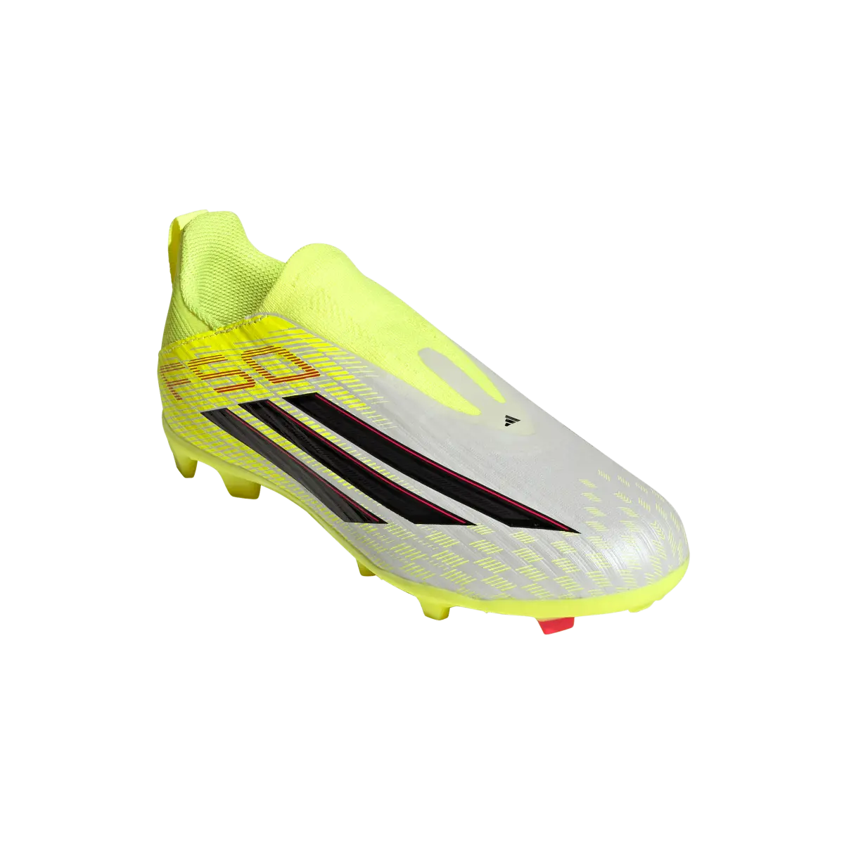 Adidas Kinderfußballschuhe F50 League LL FG/MG, Rasen- und Kunstrasenfußballschuhe, seitliche und obere Ansicht – Bild 