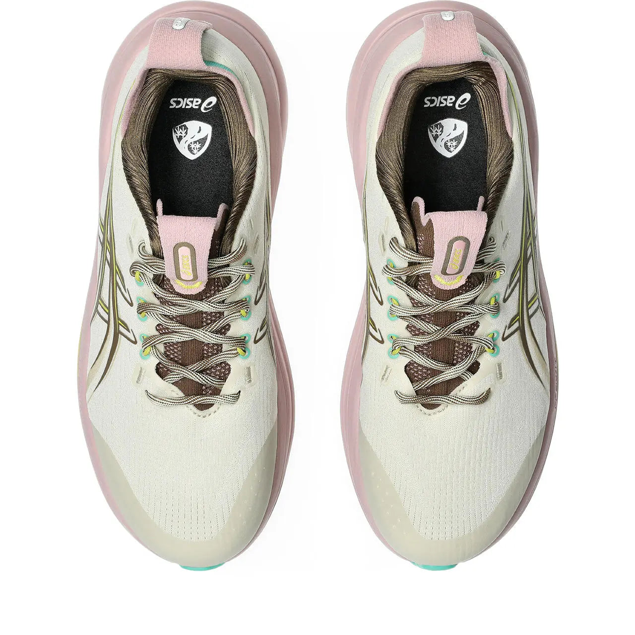 Asics Damenlaufschuhe Gel-Nimbus 28 TR, neutrale Laufschuhe für Damen, seitliche Ansicht mit atmungsaktivem Mesh und Dämpfung.