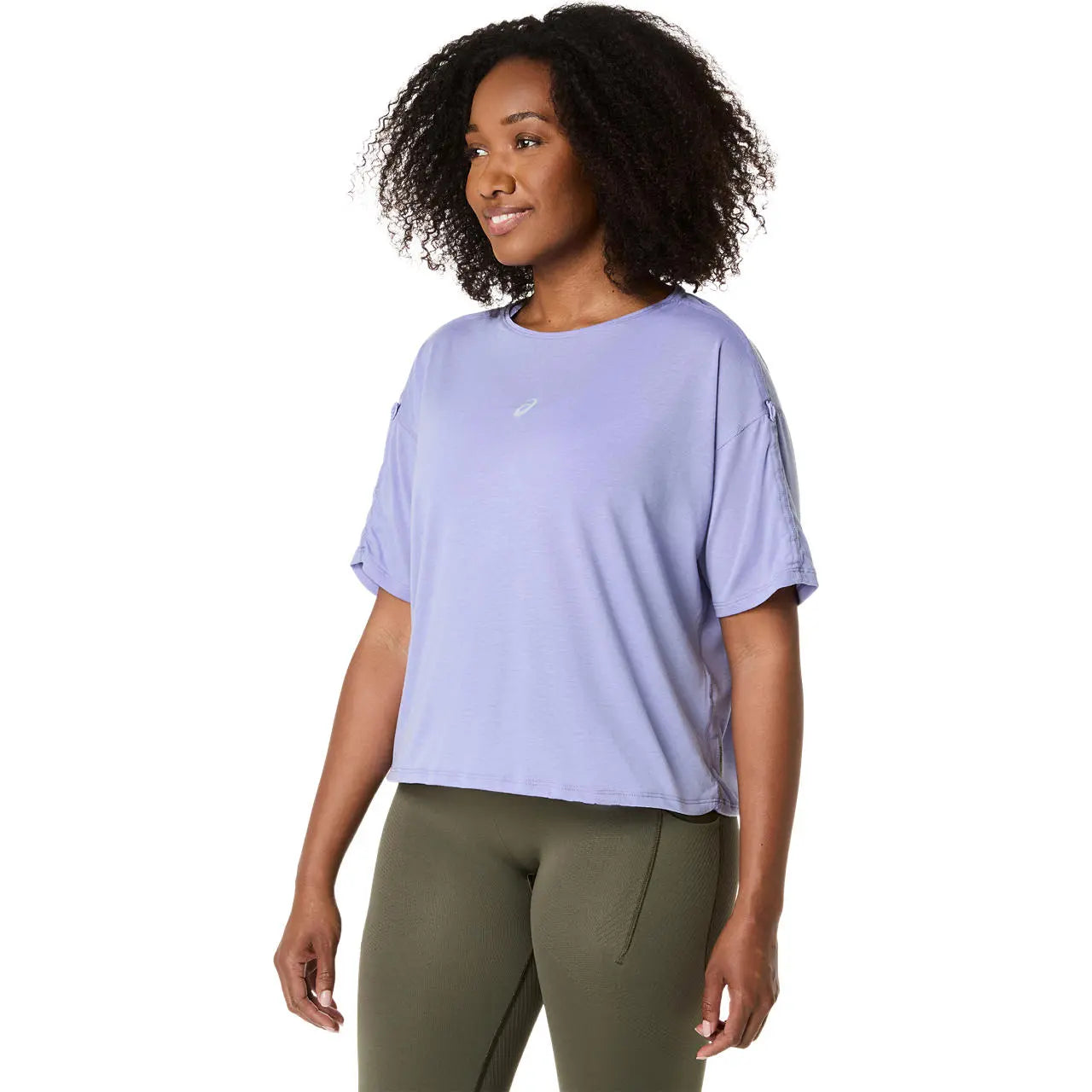 Asics Damenlaufshirt Nagino Run Adjustable SS Top, bequemes, atmungsaktives Laufshirt für Damen in Grün und Schwarz. – Bild 