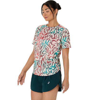 Asics Damenlaufshirt Road All Over Print SS Top - machsport