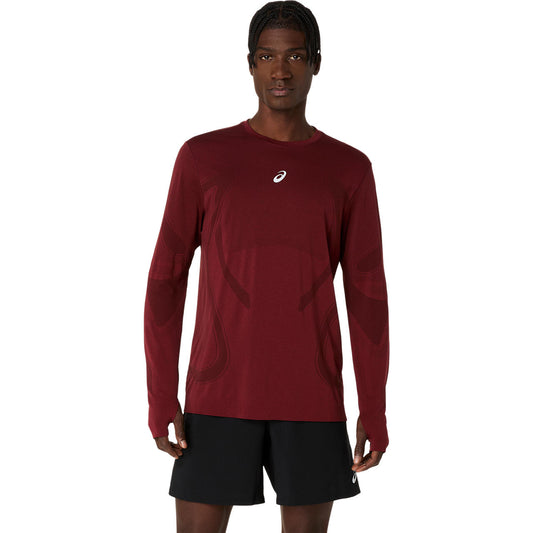 Asics Herrenlangarmshirt Road Seamless LS Top – dunkelrot / L
