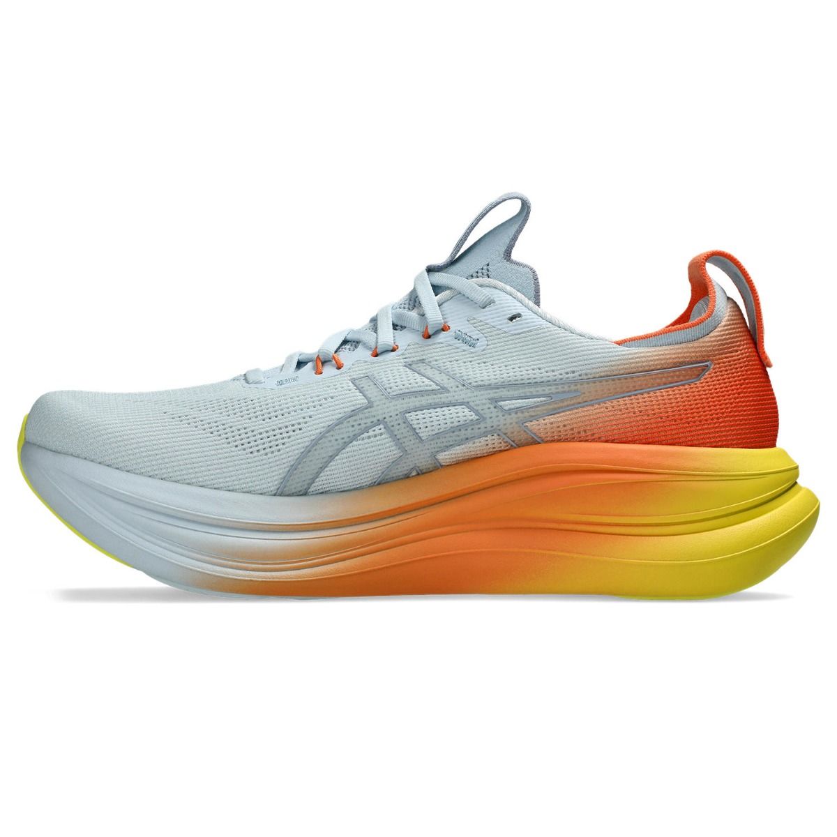 Asics Herrenlaufschuhe Gel-Nimbus 28, neutrale Laufschuhe für Herren, seitliche Ansicht, atmungsaktives Obermaterial. – Bild 